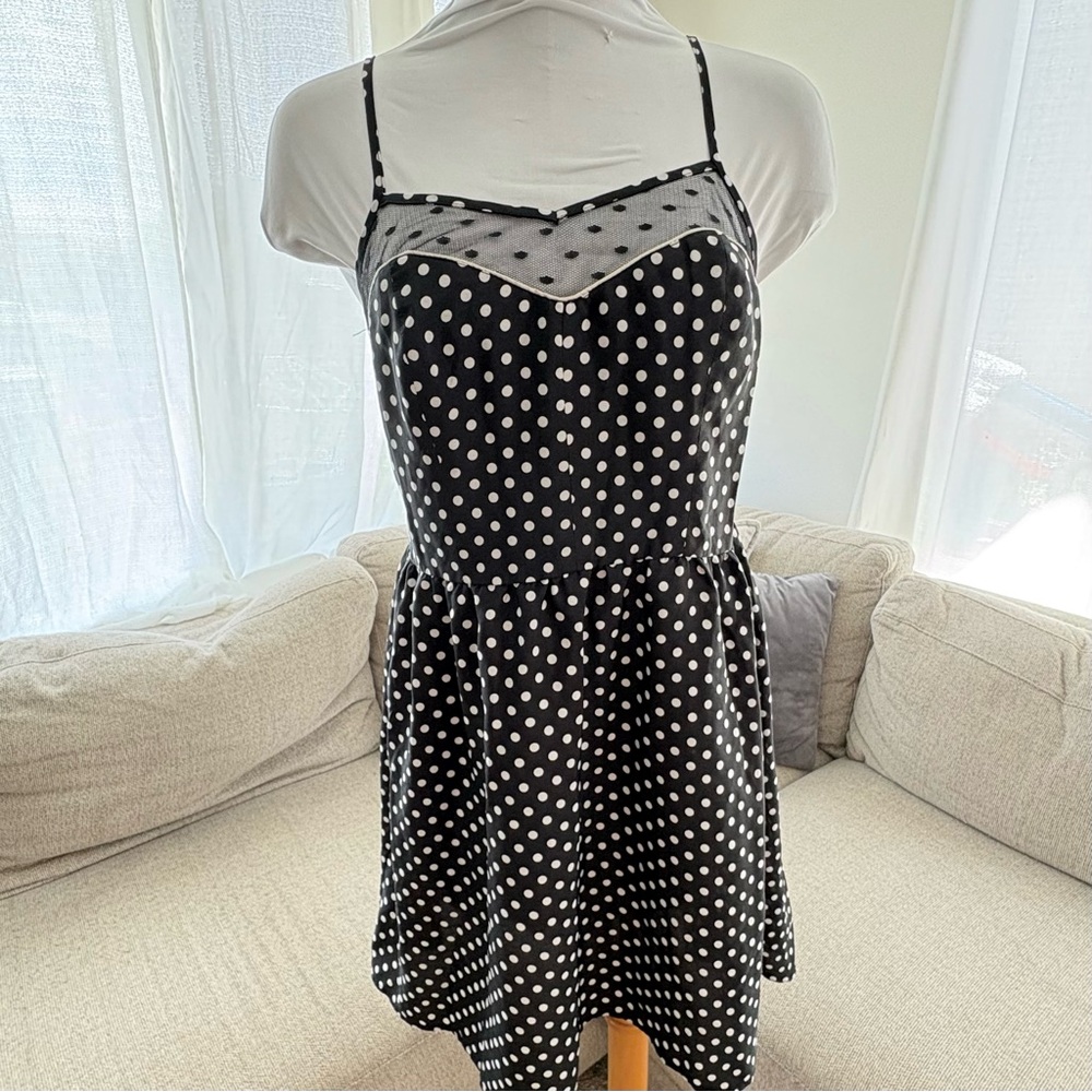 6for$20❤️Xhilaration Black and White Polka Dot Mini Dress with adjustable straps